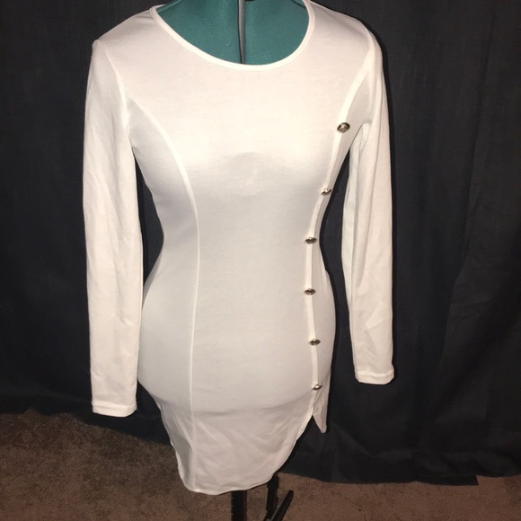 White BodyCon Dress Sz M (Fits Like 4) - Picture 1 of 4